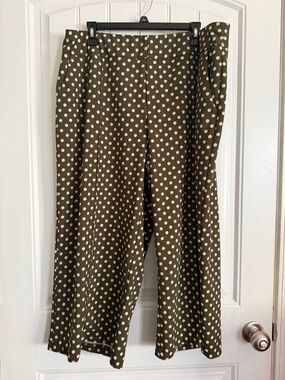 Cato Olive Green Polka Dot Wide-Leg Pants